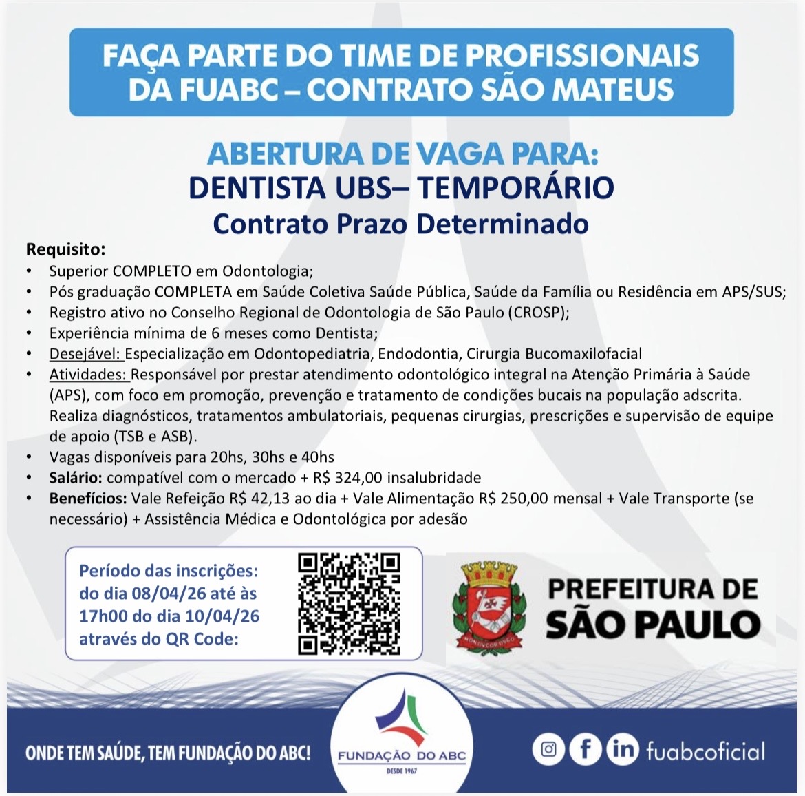 Edital FUABC – Contrato São Mateus para Dentista UBS