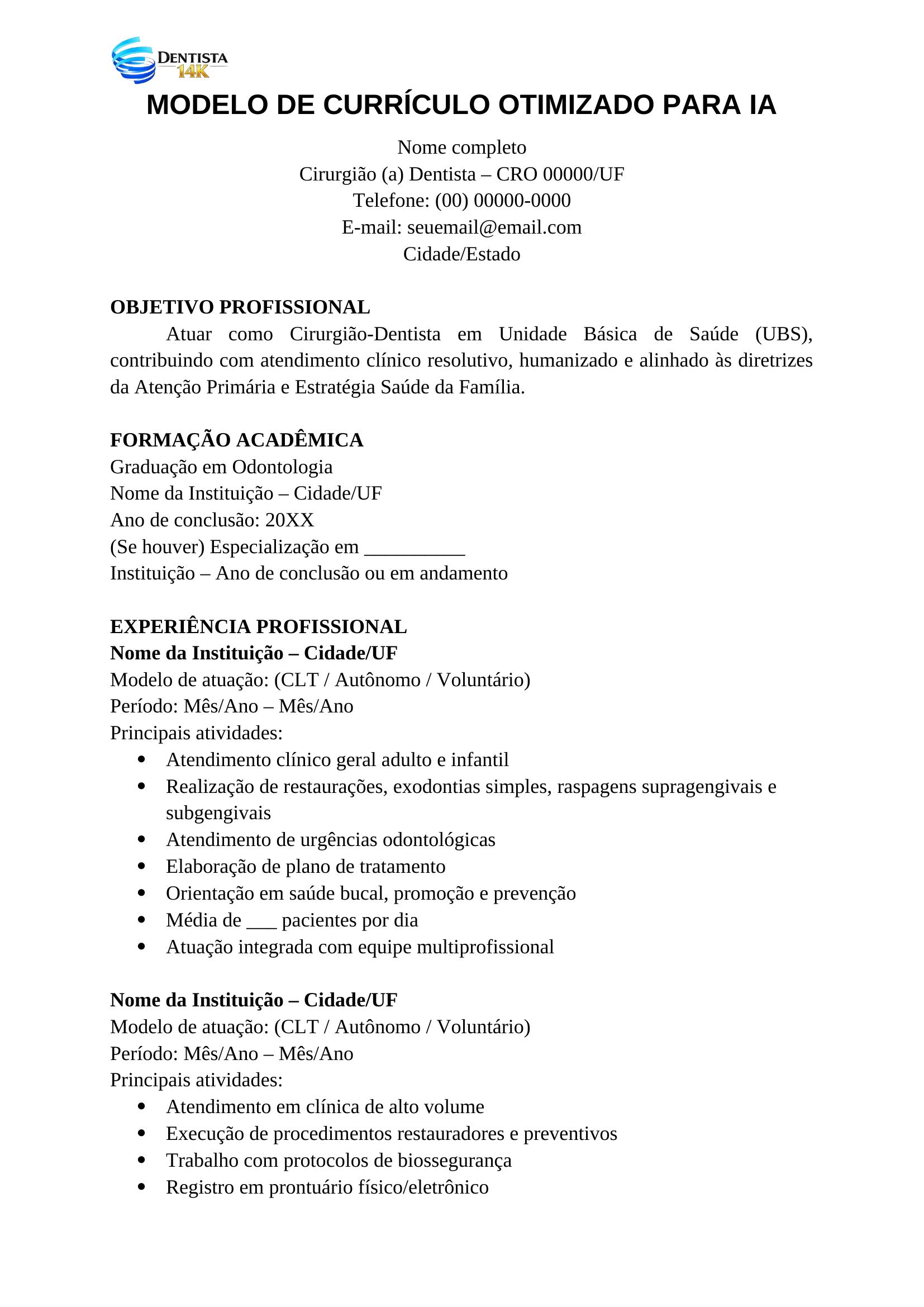 Currículo Otimizado para IA